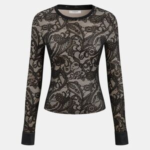 NEW Commense Paisley Lace Long-Sleeve Top - Misses Small